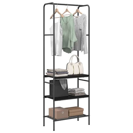 Kledingrek met planken met plank Zwart eiken 60 x 30 x 171 cm 3