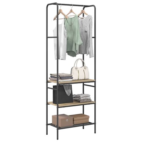 Kledingrek met planken met plank Sonoma eiken 60 x 30 x 171 cm 3