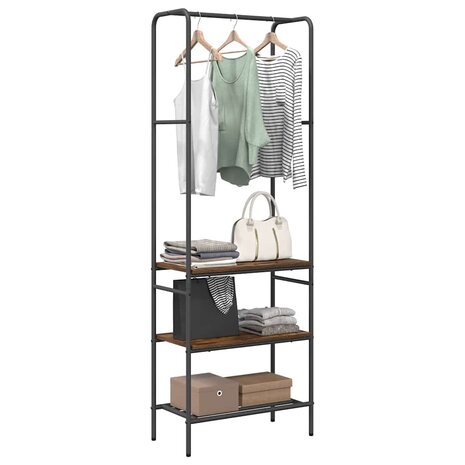 Kledingrek met planken met plank Gerookt eiken 60 x 30 x 171 cm 3