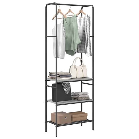 Kledingrek met planken met plank Grijs sonoma 60 x 30 x 171 cm 3