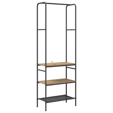 Kledingrek met planken artisanaal eikenkleurig 60 x 30 x 171 cm 2