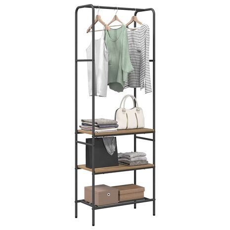Kledingrek met planken artisanaal eikenkleurig 60 x 30 x 171 cm 3