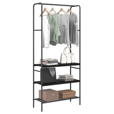 Kledingrek met planken Zwart eiken 77 x 30 x 171 cm 3