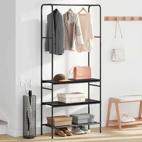 Kledingrek met planken Zwart eiken 77 x 30 x 171 cm 4