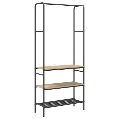 Kledingrek met planken Sonoma eiken 77 x 30 x 171 cm 2