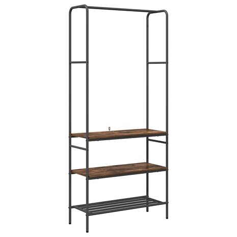 Kledingrek met planken Gerookt eiken 77 x 30 x 171 cm 2
