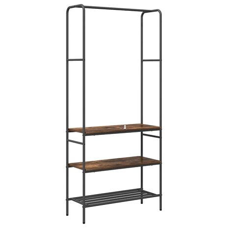 Kledingrek met planken Gerookt eiken 77 x 30 x 171 cm 7