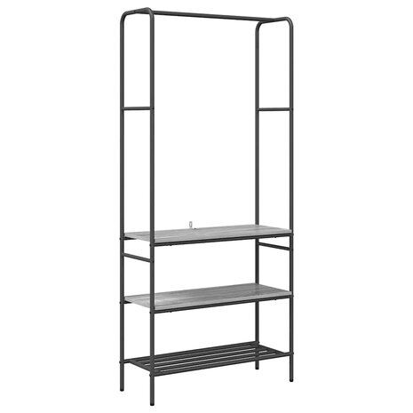 Kledingrek met planken Grijs sonoma 77 x 30 x 171 cm 2
