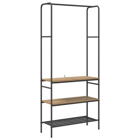 Kledingrek met planken artisanaal eikenkleurig 77 x 30 x 171 cm 2
