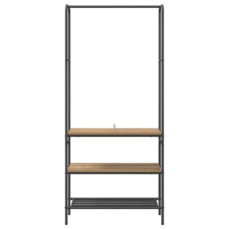 Kledingrek met planken artisanaal eikenkleurig 77 x 30 x 171 cm 5