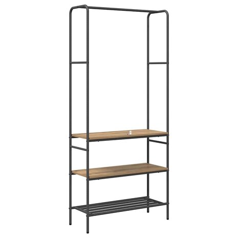 Kledingrek met planken artisanaal eikenkleurig 77 x 30 x 171 cm 7
