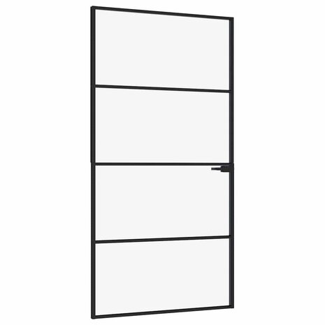 Binnendeur 102x201,5 cm gehard glas en aluminium smal zwart 2