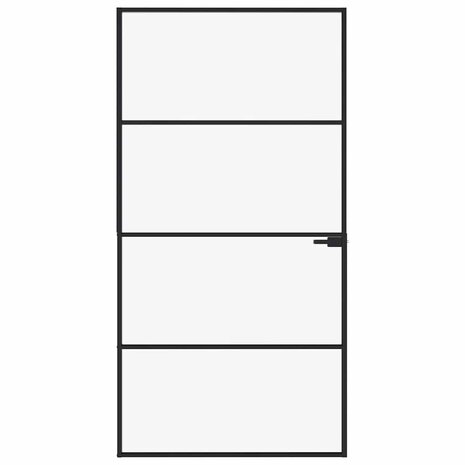 Binnendeur 102x201,5 cm gehard glas en aluminium smal zwart 3