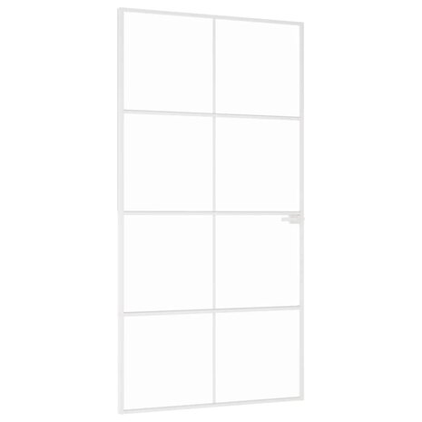 Binnendeur 102x201,5 cm gehard glas en aluminium smal wit 2