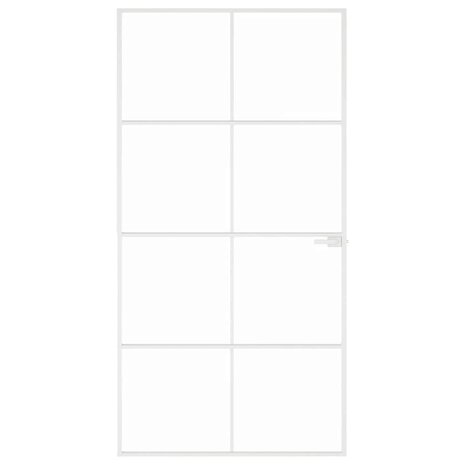 Binnendeur 102x201,5 cm gehard glas en aluminium smal wit 3