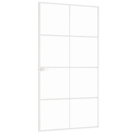 Binnendeur 102x201,5 cm gehard glas en aluminium smal wit 4