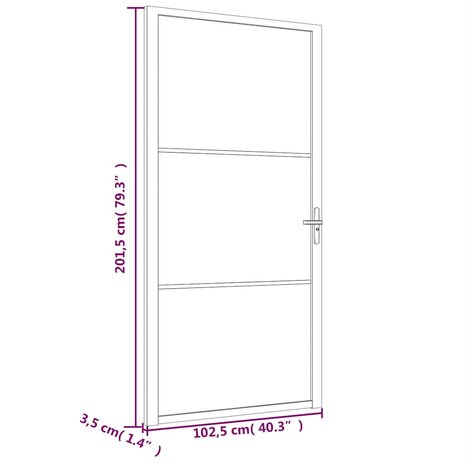 Binnendeur 102,5x201,5 cm ESG-glas en aluminium wit 6
