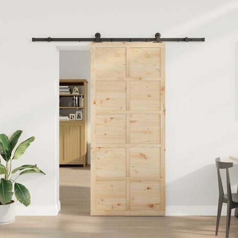 Schuifdeur Bruin 100 x 208 cm Massief grenenhout 1