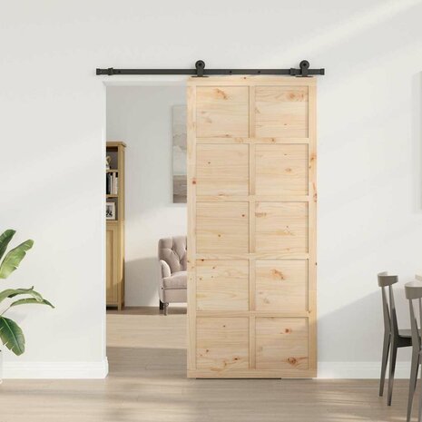 Schuifdeur Bruin 80 x 208 cm Massief grenenhout 3