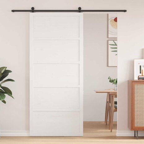 Schuifdeur Wit 90 x 208 cm Massief grenenhout 1