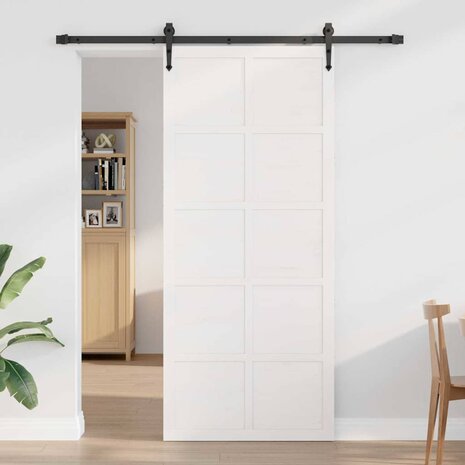 Schuifdeur Wit 90 x 210 cm Massief grenenhout 3