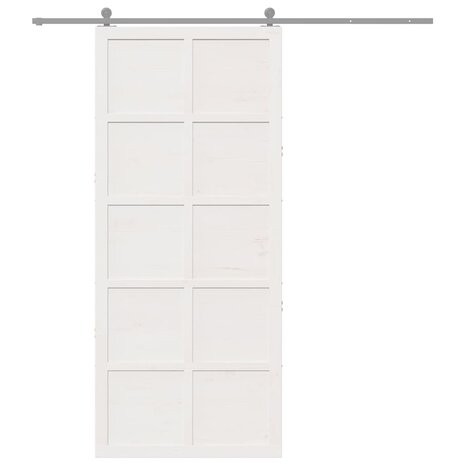 Schuifdeur Wit 80 x 210 cm Massief grenenhout 9