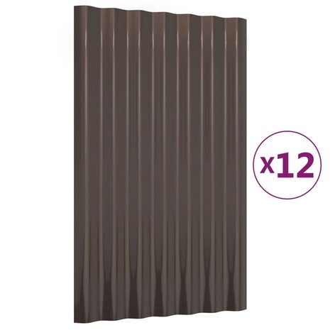 Dakpanelen 12 st 60x36 cm gegalvaniseerd staal bruin 2