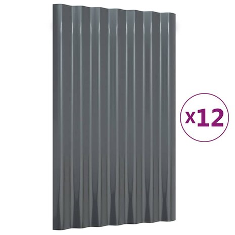 Dakpanelen 12 st 60x36 cm gegalvaniseerd staal antracietkleurig 2