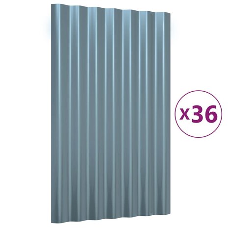 Dakpanelen 36 st 60x36 cm gegalvaniseerd staal grijs 2
