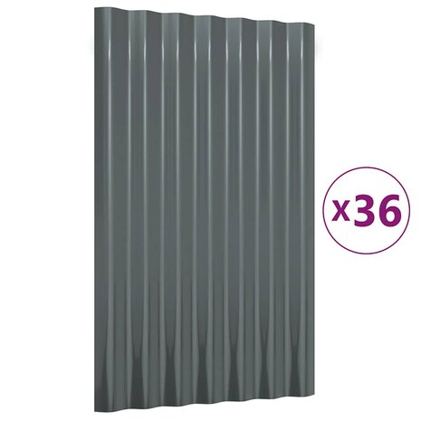 Dakpanelen 36 st 60x36 cm gegalvaniseerd staal antracietkleurig 2