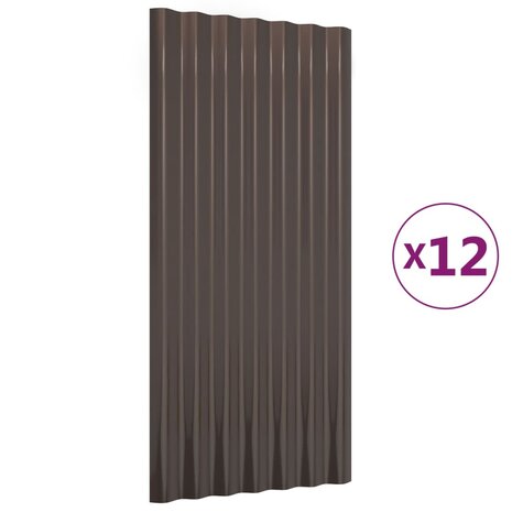 Dakpanelen 12 st 80x36 cm gegalvaniseerd staal bruin 2