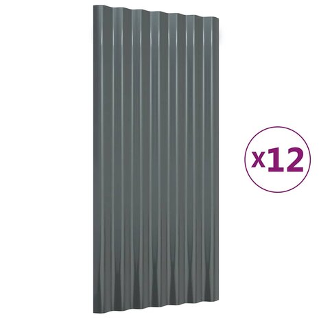 Dakpanelen 12 st 80x36 cm gegalvaniseerd staal antracietkleurig 4