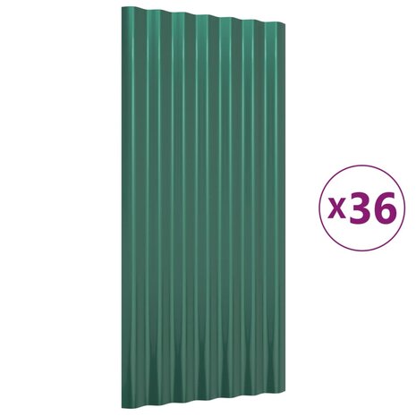 Dakpanelen 36 st 80x36 cm gegalvaniseerd staal groen 2