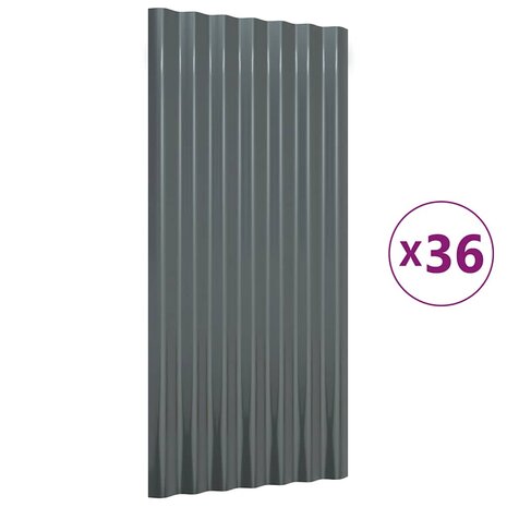 Dakpanelen 36 st 80x36 cm gegalvaniseerd staal antracietkleurig 2