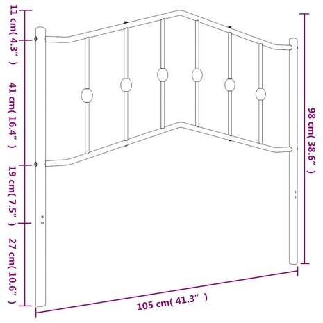 Hoofdbord 100 cm metaal zwart 7