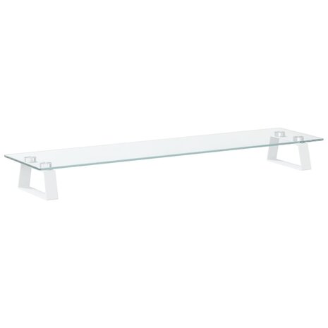 Monitorstandaard 80x20x8 cm gehard glas en metaal wit 2