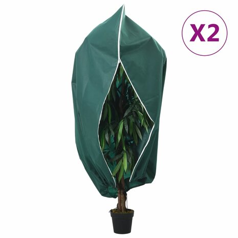 Plantenhoezen met ritssluiting 2 st 70 g/m² 1x1,55 m 1