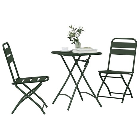 Bistroset 3 pcs Donkergroen Staal 3