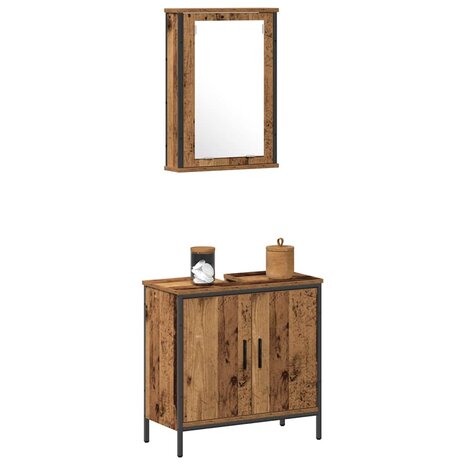 Badkamermeubelset 2 pcs Bruin 60 x 30 x 60 cm Bewerkt hout 3