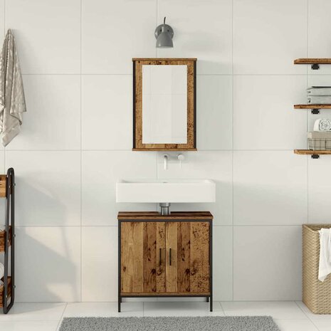 Badkamermeubelset 2 pcs Bruin 60 x 30 x 60 cm Bewerkt hout 4