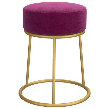 Hocker rond fluweel paars 3