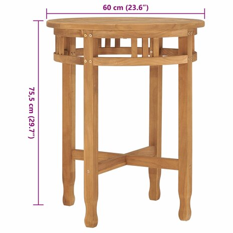 Bistrotafel inklapbaar Ø60x75,5 cm massief teakhout 6