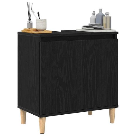 Wastafelkast met plank Zwart eiken 58 x 33 x 60 cm Bewerkt hout 3