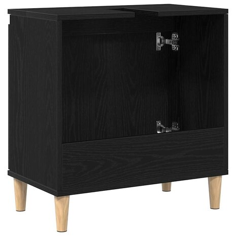 Wastafelkast met plank Zwart eiken 58 x 33 x 60 cm Bewerkt hout 6