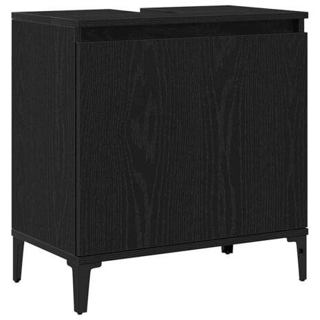 Wastafelkast met plank Zwart eiken 58 x 33 x 60 cm Bewerkt hout 2