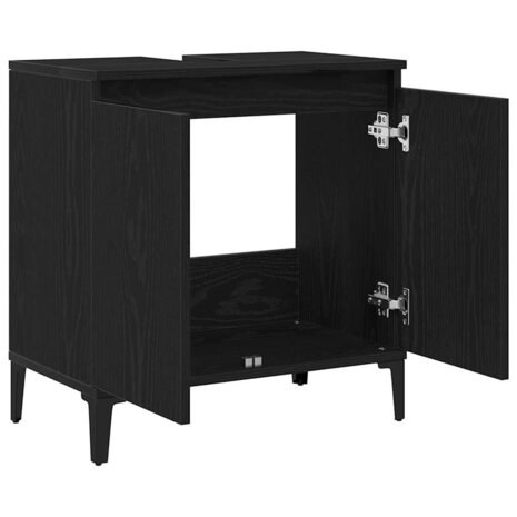 Wastafelkast met plank Zwart eiken 58 x 33 x 60 cm Bewerkt hout 5
