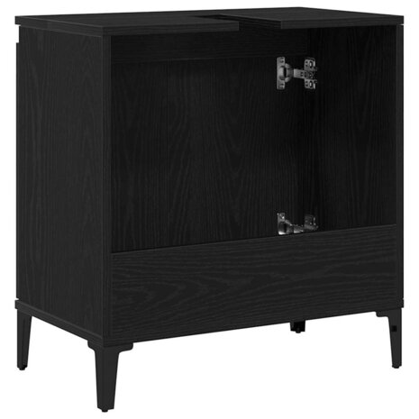 Wastafelkast met plank Zwart eiken 58 x 33 x 60 cm Bewerkt hout 6