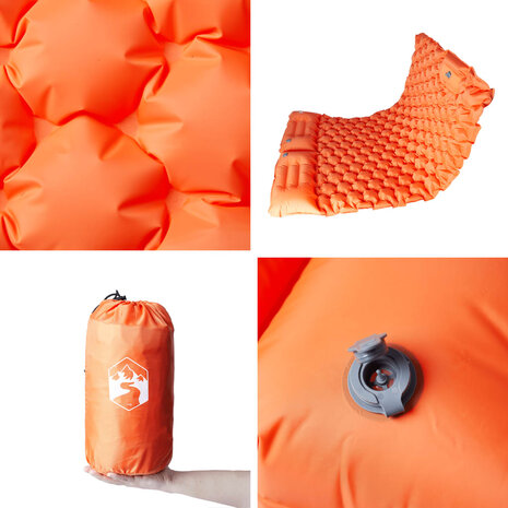 Kampeermatras met kussens zelfopblazend 2-persoons oranje 5