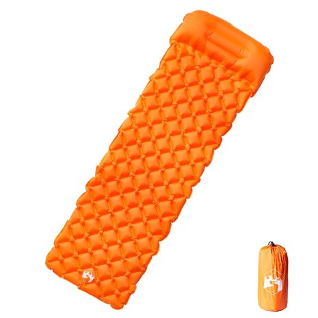 Kampeermatras met kussen opblaasbaar 1-persoons oranje 1