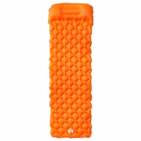 Kampeermatras met kussen opblaasbaar 1-persoons oranje 2